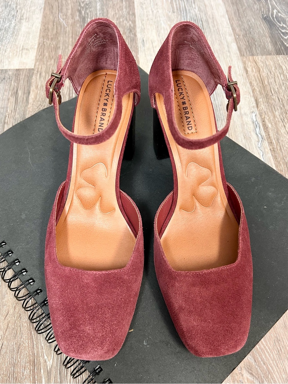 LUCKY BRAND 👛 Kanira Suede Block Heel Ankle Strap Shoe - Size 10